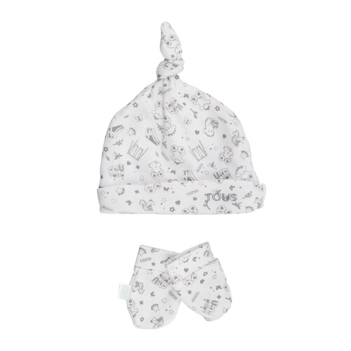 Conjunto &ldquo;de maternidade&rdquo; gorro e luvas Playground Girl branco