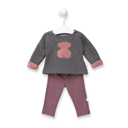 Conjunto de camisola e cal&ccedil;as Pink cor-de-rosa