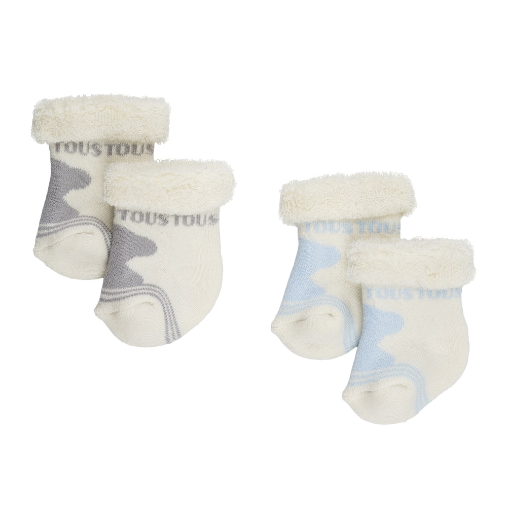 Conjunto de pe&uacute;gas urso Sweet Socks azul celeste