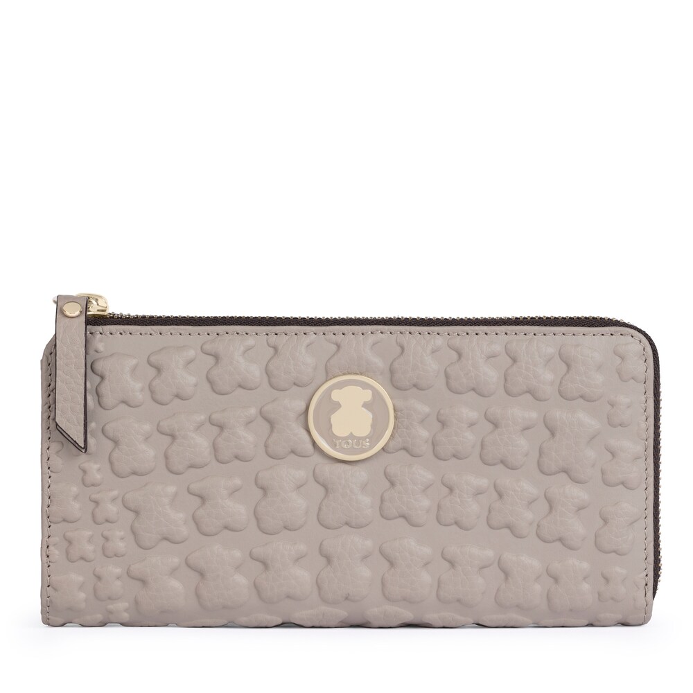 Carteira m&eacute;dia&nbsp;Sherton em Pele na cor toupeira