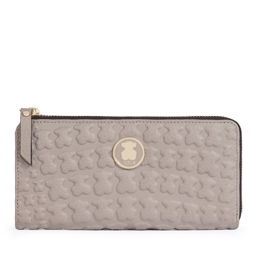 Carteira m&eacute;dia&nbsp;Sherton em Pele na cor toupeira