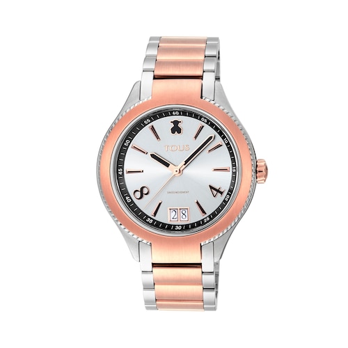 Reloj anal&oacute;gico ST bicolor de IP rosado/acero