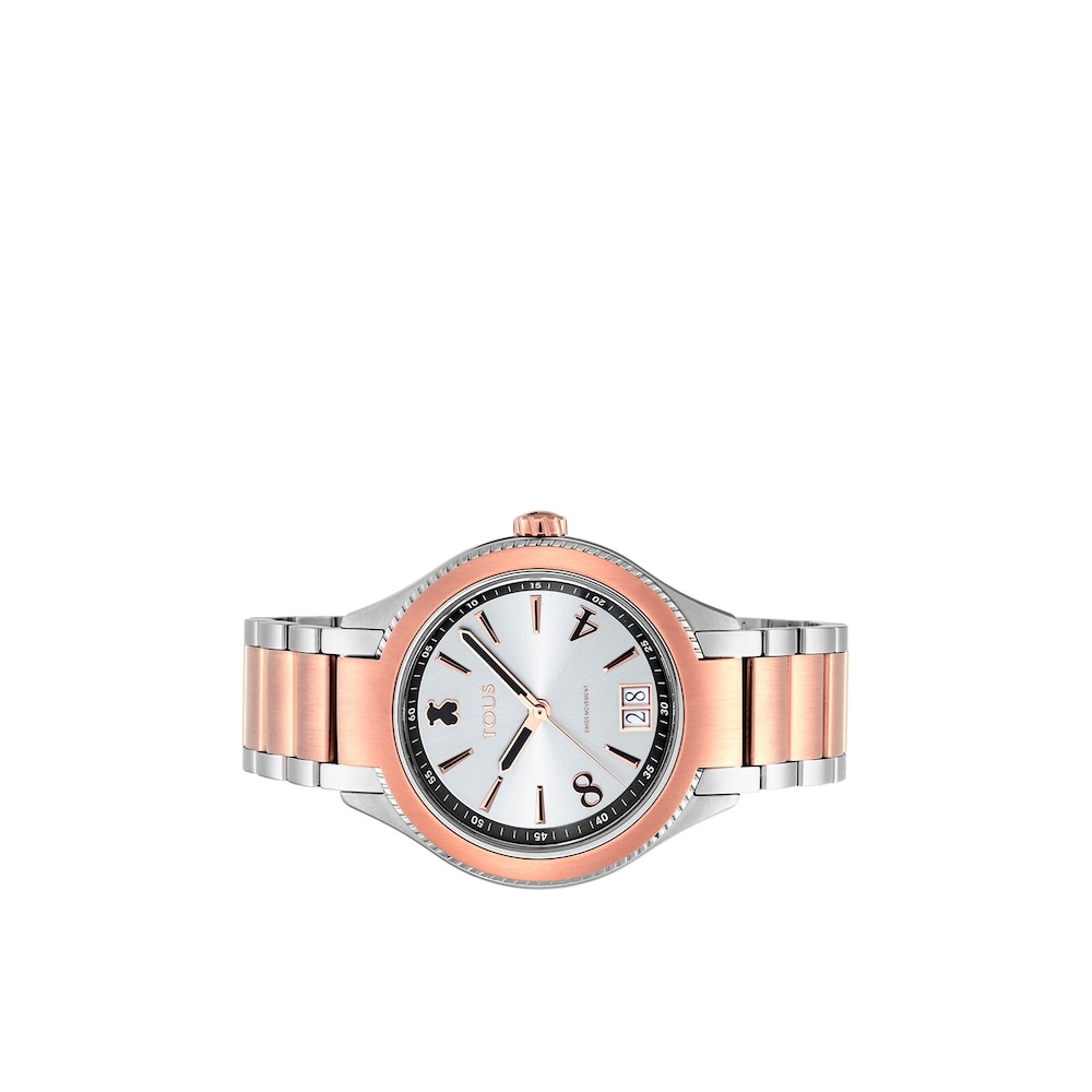 Reloj anal&oacute;gico ST bicolor de IP rosado/acero