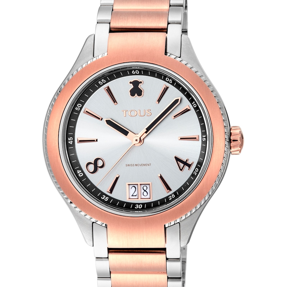Reloj anal&oacute;gico ST bicolor de IP rosado/acero