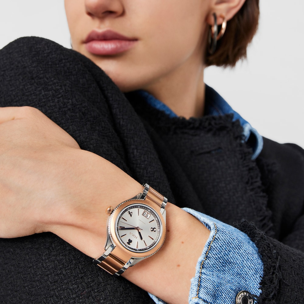 Reloj anal&oacute;gico ST bicolor de IP rosado/acero