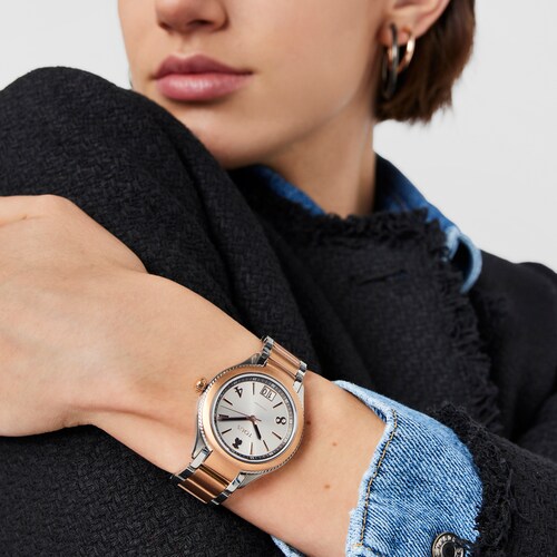 Reloj analógico ST bicolor de IP rosado/acero