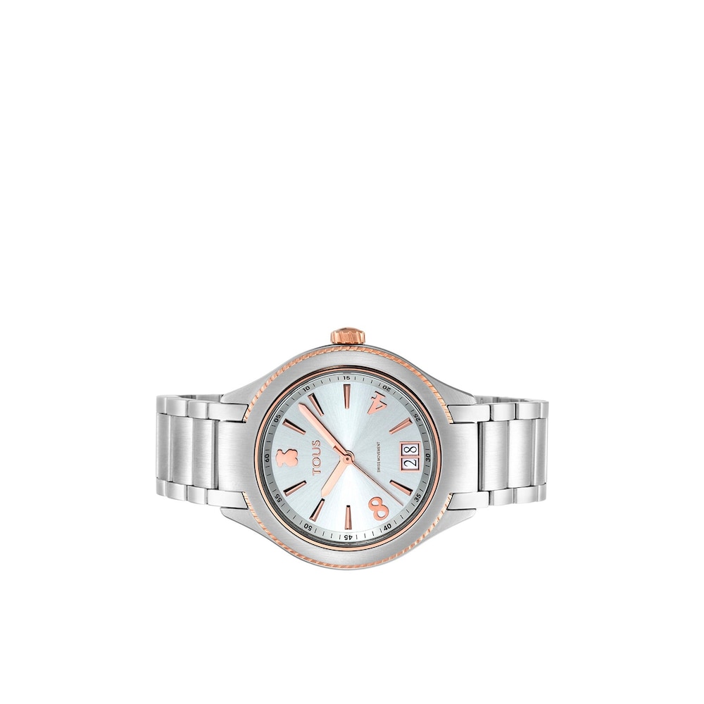 Reloj anal&oacute;gico ST bicolor de acero/IP rosado