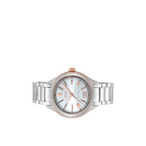 Reloj analógico ST bicolor de acero/IP rosado