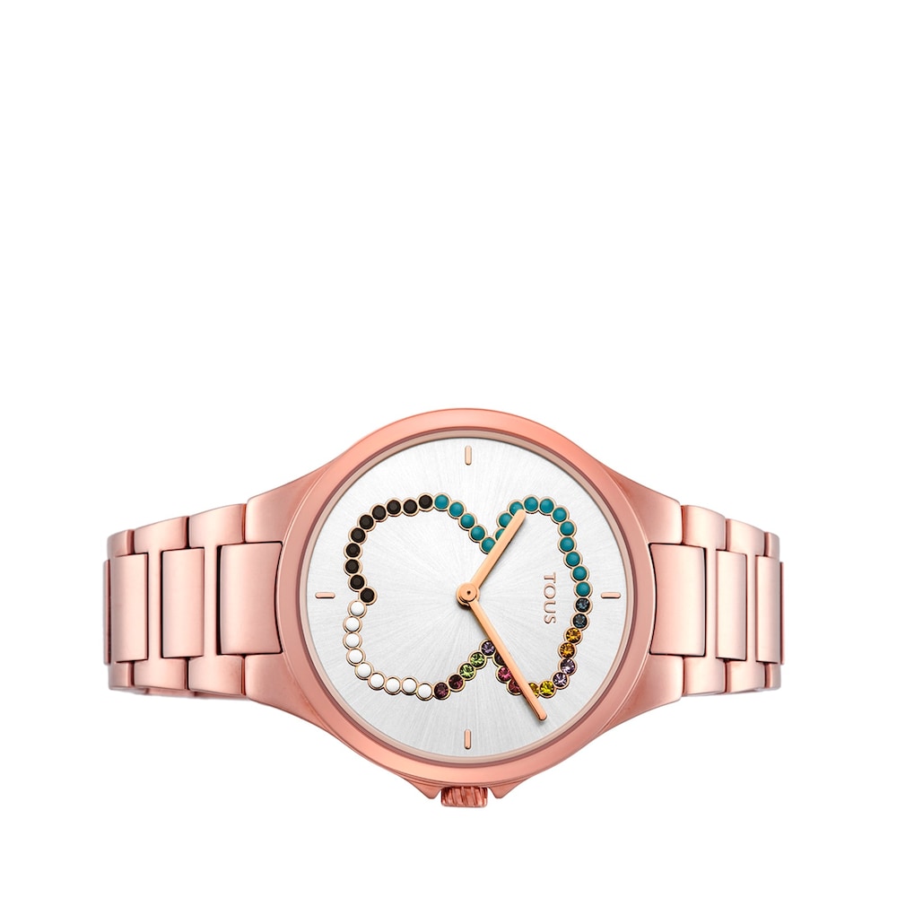 Rose IP Steel bear Motion Straight Watch with crystals image number 1