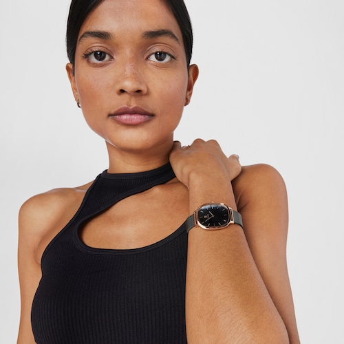 Rose IP-Black IP Steel Heritage Watch