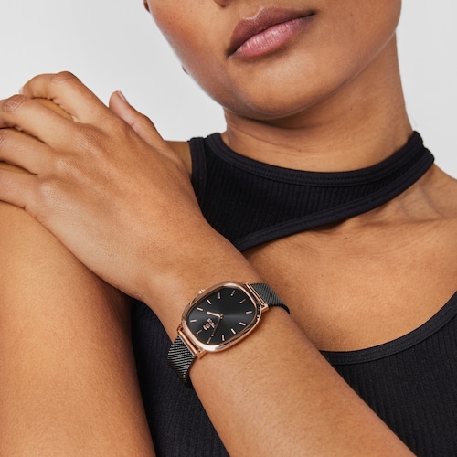 Rose IP-Black IP Steel Heritage Watch