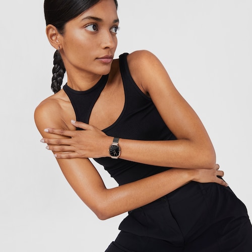 Rose IP-Black IP Steel Heritage Watch