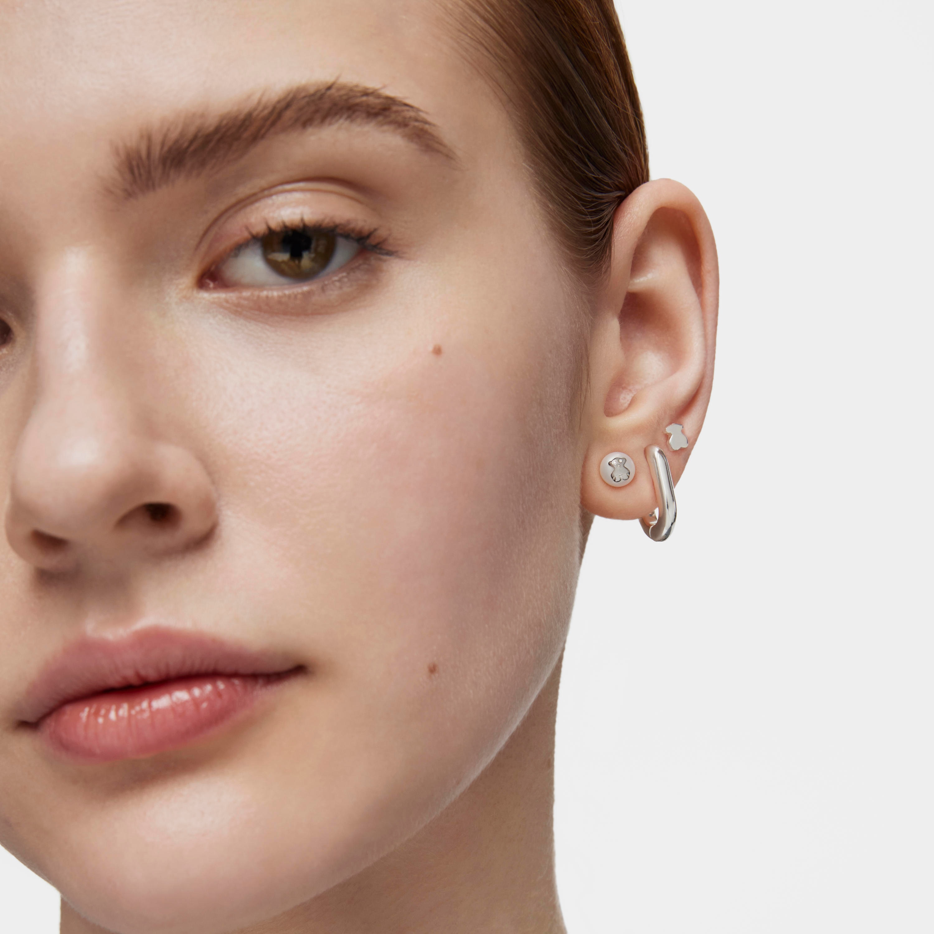 Silver TOUS Bear Earrings with pearls