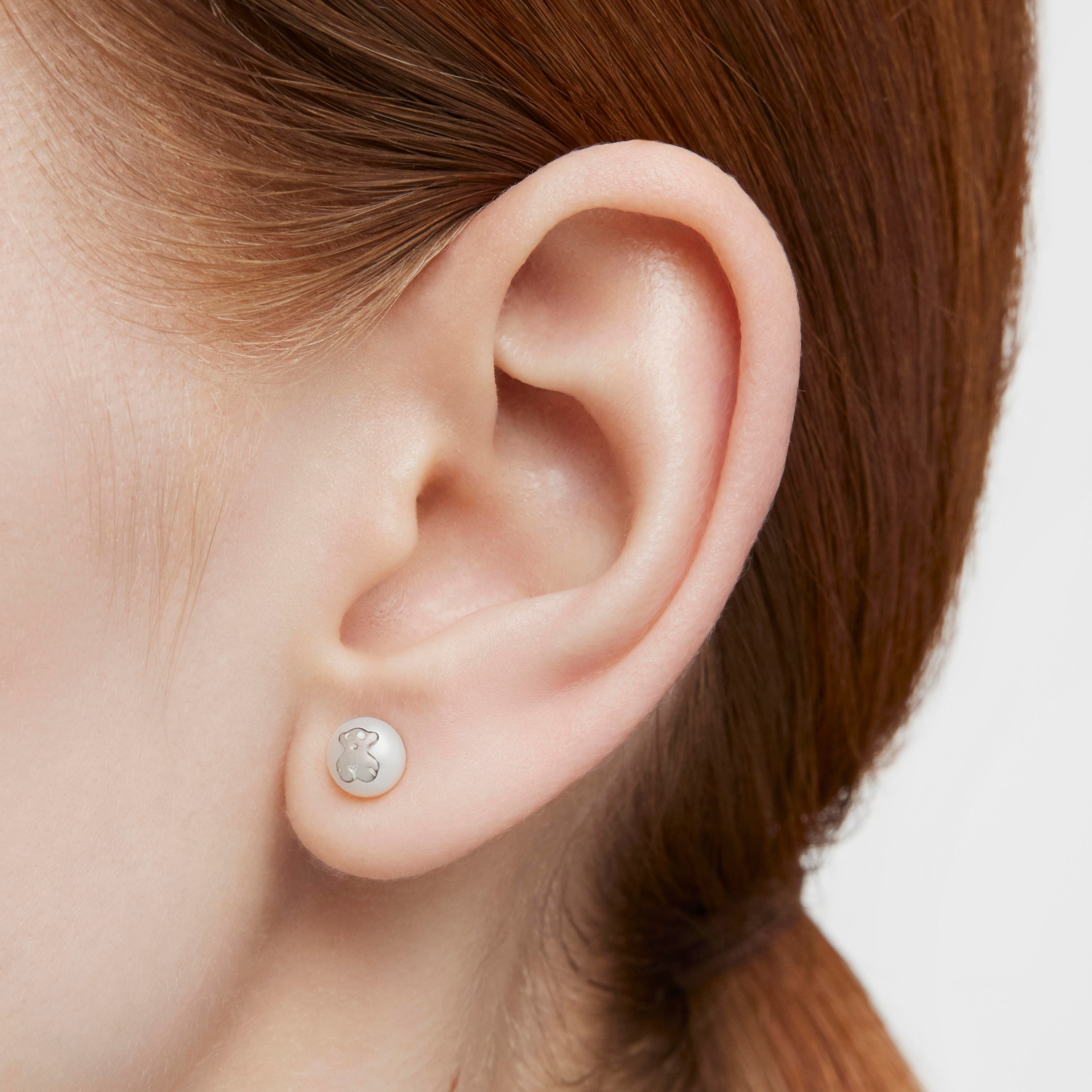Silver TOUS Bear Earrings with pearls