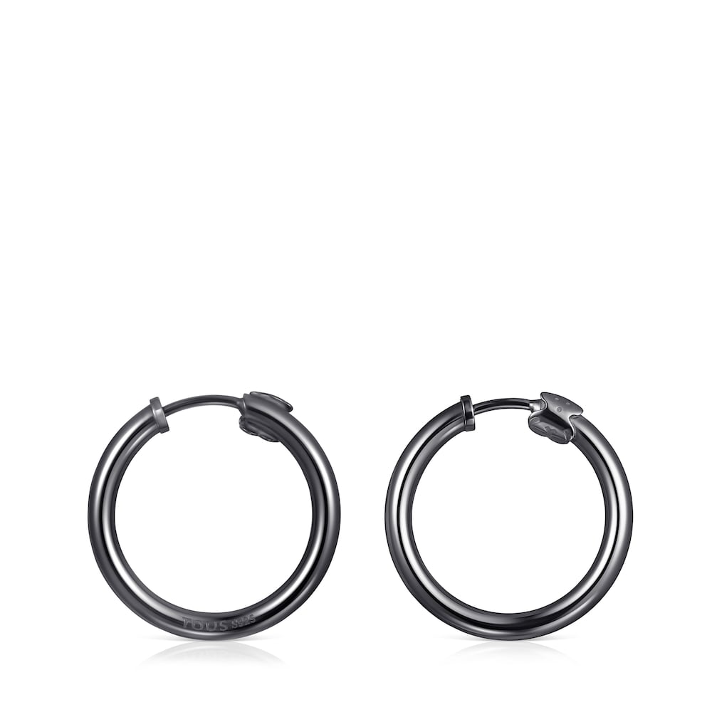 Pendientes aro peque&ntilde;os TOUS Basics de Plata Dark Silver