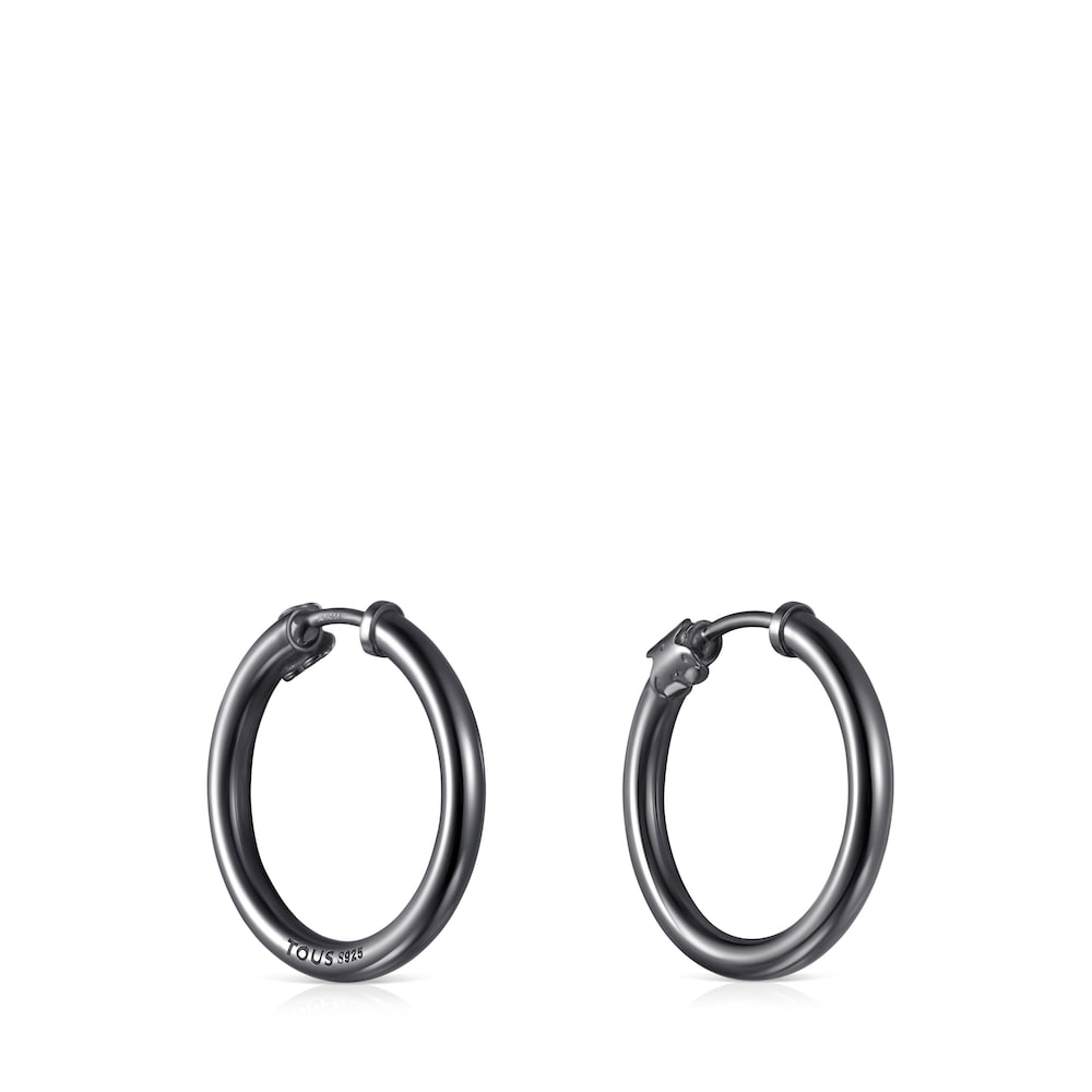 Pendientes aro peque&ntilde;os TOUS Basics de Plata Dark Silver