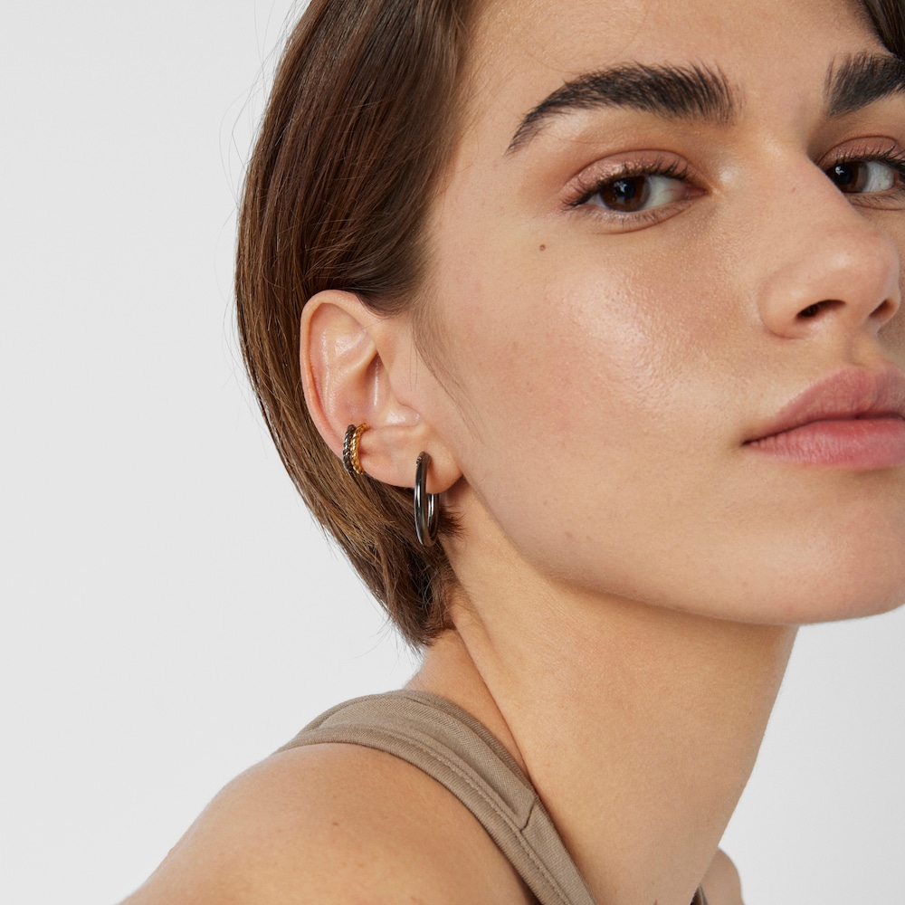 Pendientes aro peque&ntilde;os TOUS Basics de Plata Dark Silver