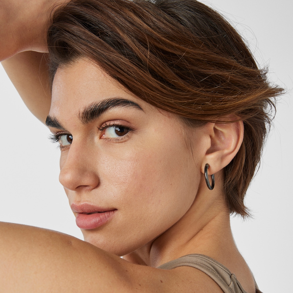 Pendientes aro peque&ntilde;os TOUS Basics de Plata Dark Silver