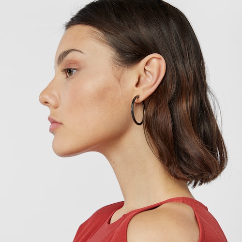 Pendientes aro grandes TOUS Basics de Plata Dark Silver