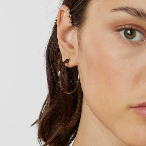 Pendientes aro grandes TOUS Basics de Plata Dark Silver