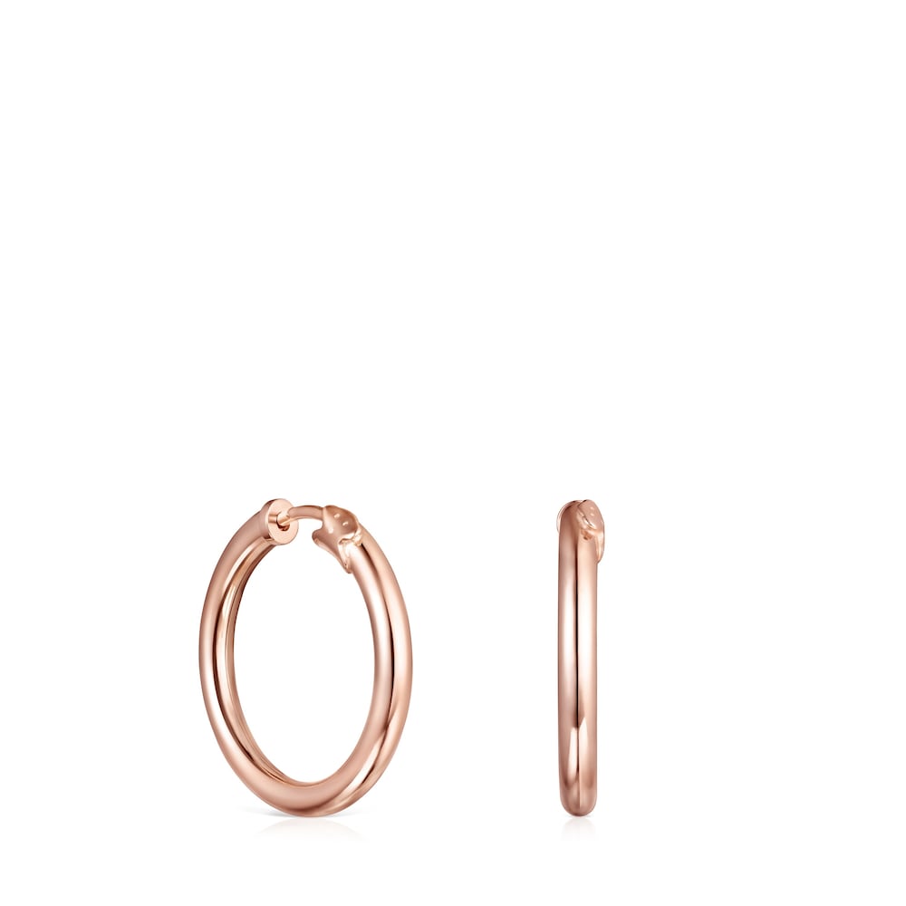 Pendientes aro peque&ntilde;os con ba&ntilde;o de oro rosa 18 kt sobre plata TOUS Basics