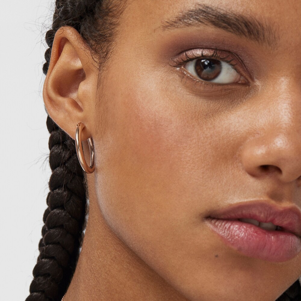 Pendientes aro peque&ntilde;os con ba&ntilde;o de oro rosa 18 kt sobre plata TOUS Basics