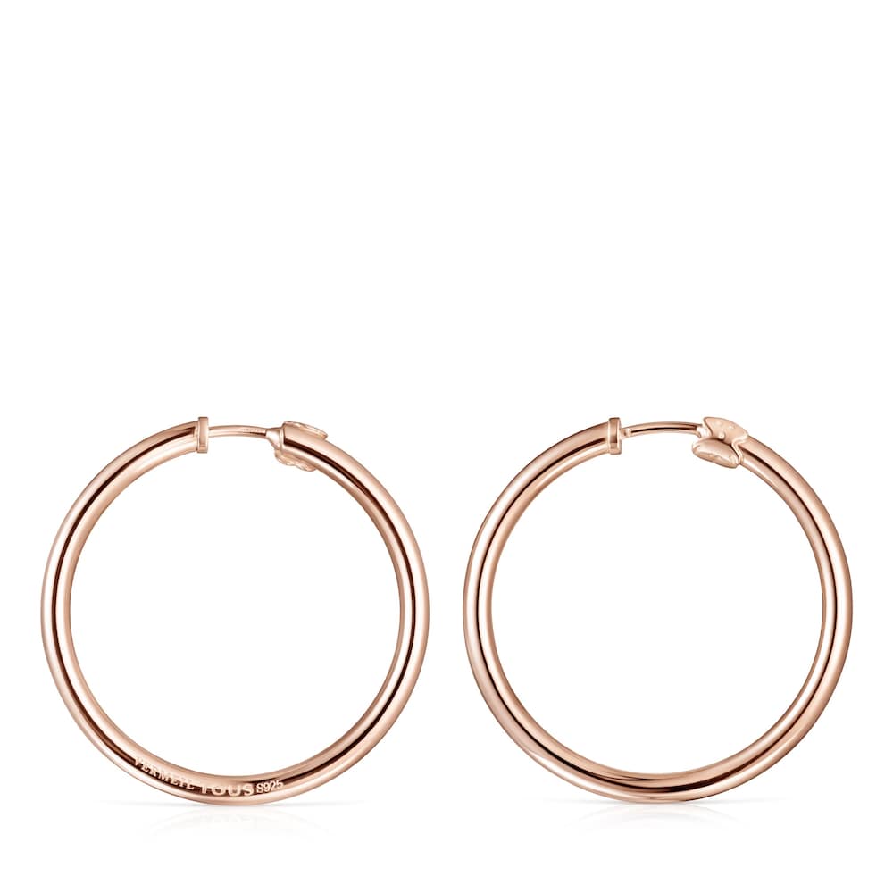 TOUS Basics large Hoop Earrings in Rose Silver Vermeil