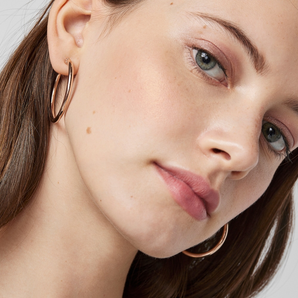 TOUS Basics large Hoop Earrings in Rose Silver Vermeil