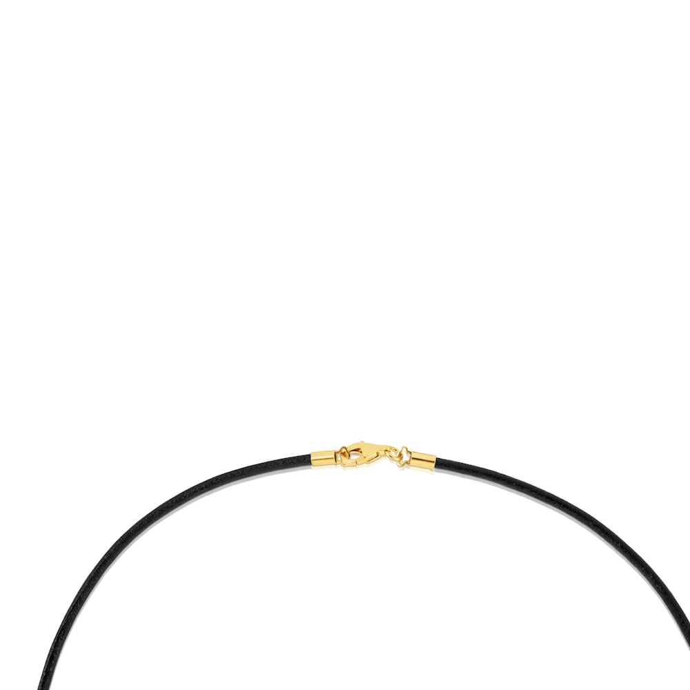 Gargantilla TOUS Chokers de Cuero negro de 2&nbsp;mm con cierre de Oro, 45&nbsp;cm.
