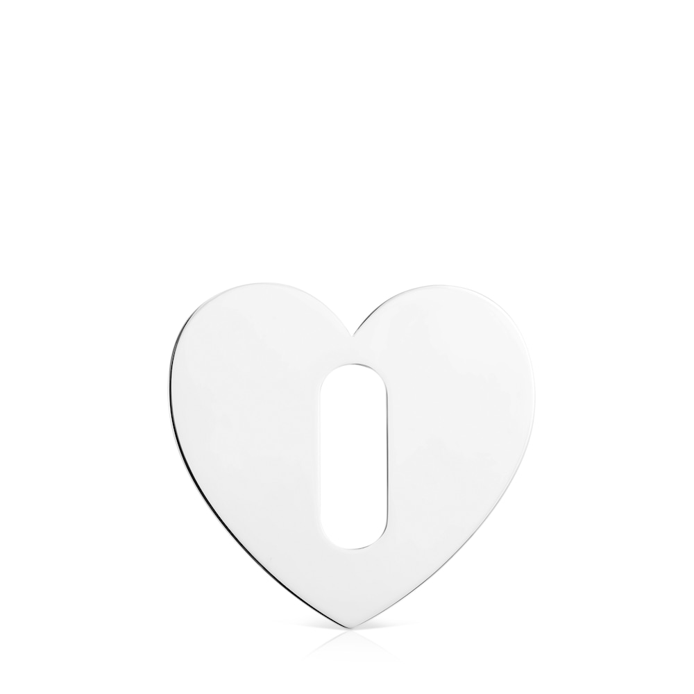 Large Hold Metal Silver Heart Pendant image number 0