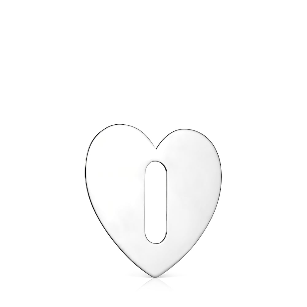 Large Hold Metal Silver Heart Pendant image number 1