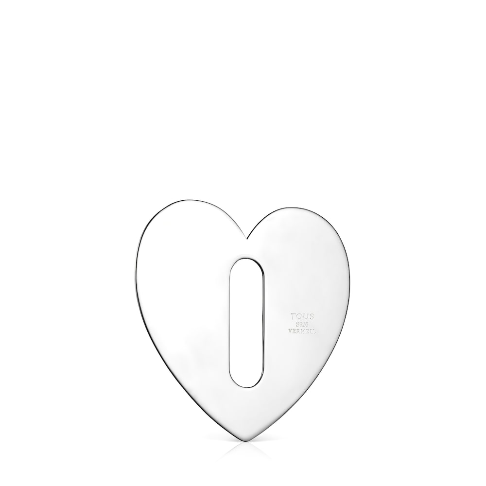 Large Hold Metal Silver Heart Pendant image number 2