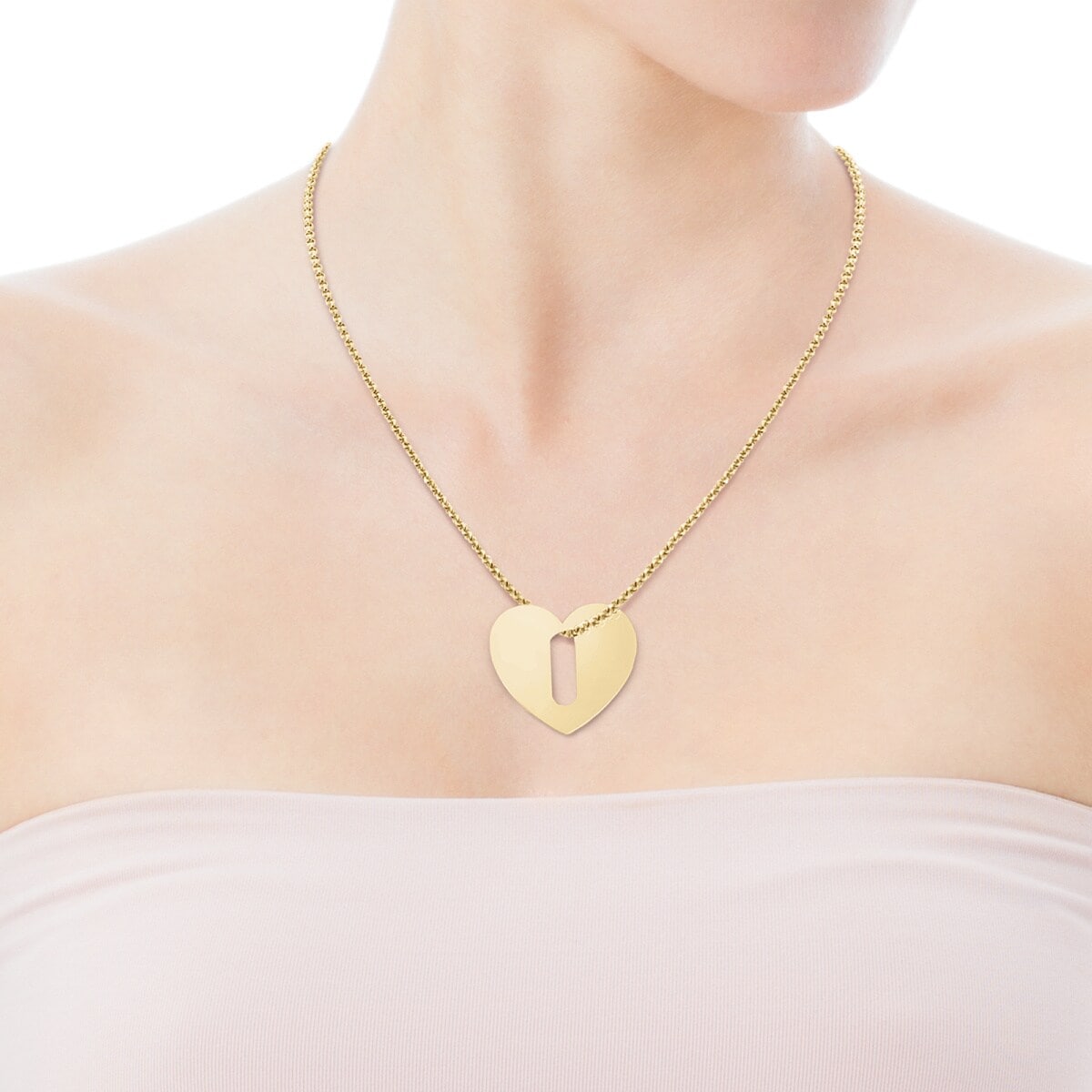 Large Hold Metal Silver Vermeil Heart Pendant