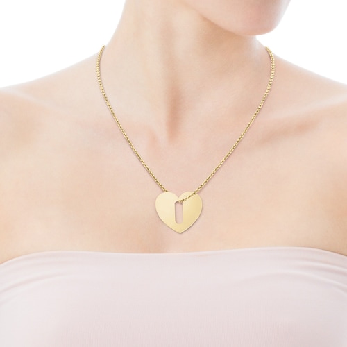 Large Hold Metal Silver Vermeil Heart Pendant