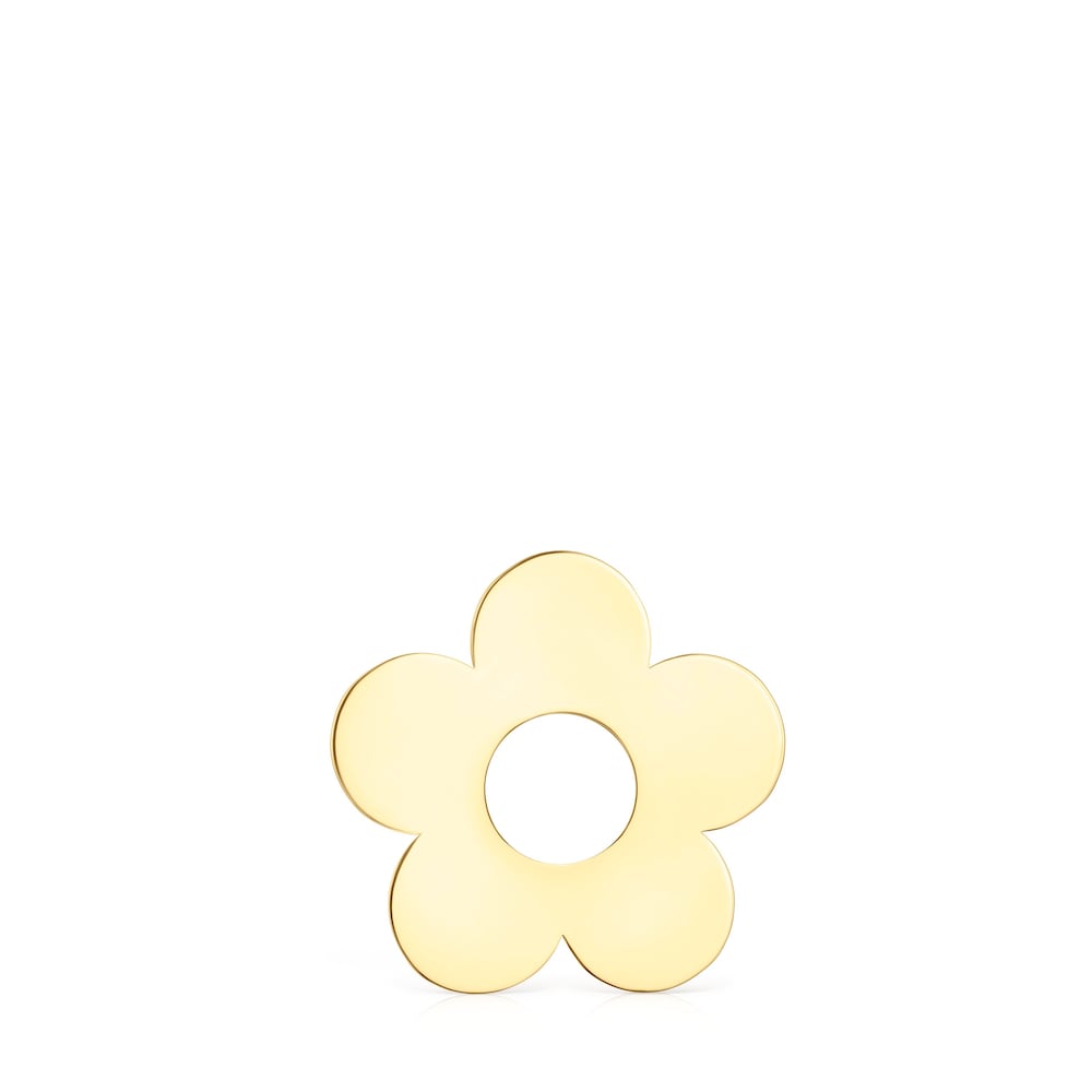 Small Hold Metal 18K gold vermeil Flower Pendant