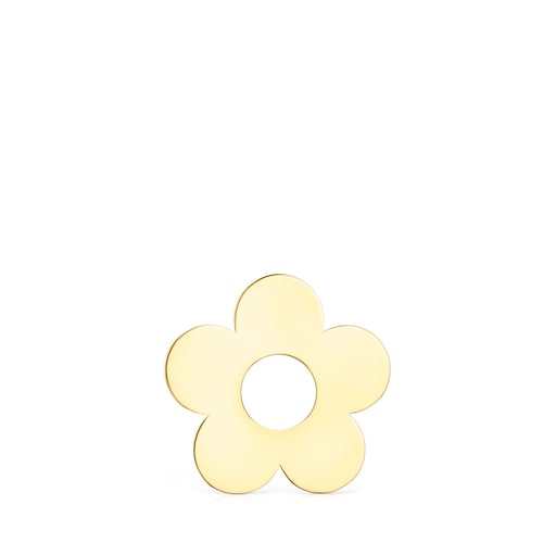 Small Hold Metal 18K gold vermeil Flower Pendant