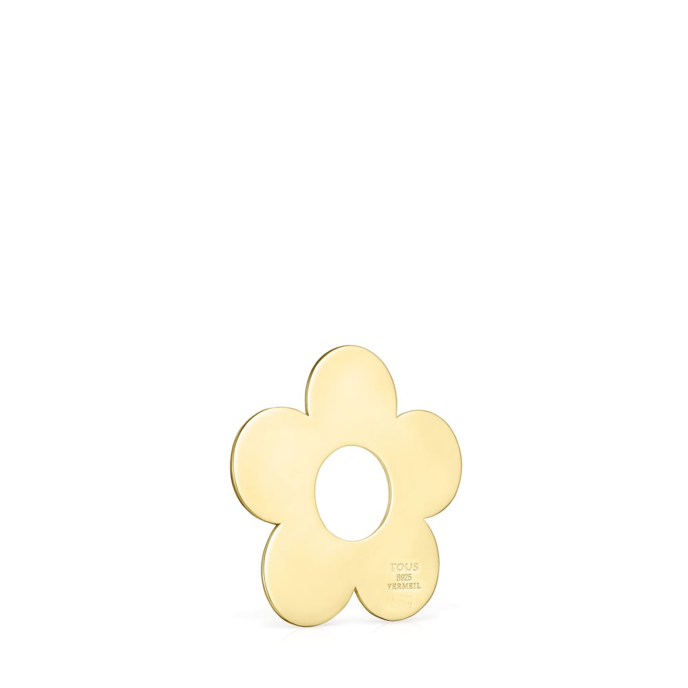 Small Hold Metal 18K gold vermeil Flower Pendant