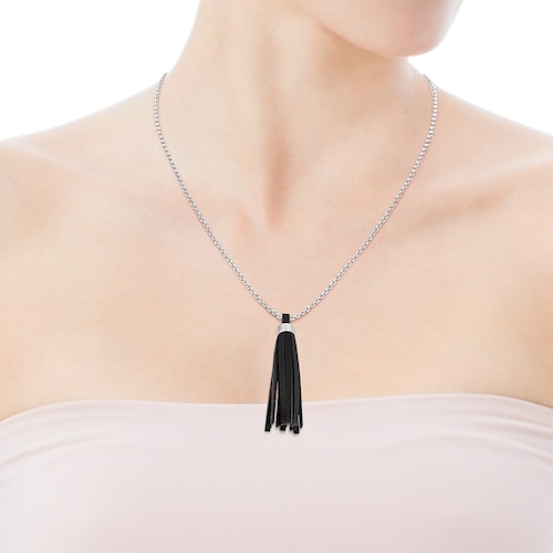 Colgante de piel y plata TOUS Basics