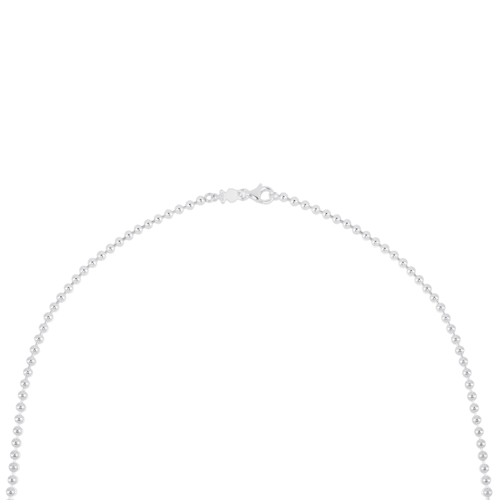 Gargantilla larga de plata con bolas medianas, 80 cm Chain