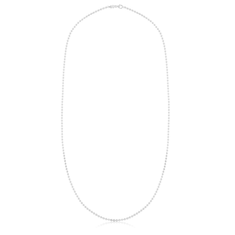 Gargantilla larga de plata con bolas medianas, 80 cm Chain