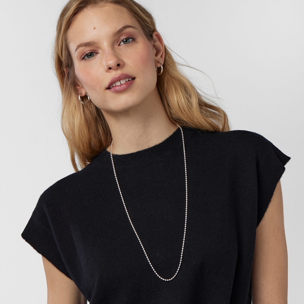 Gargantilla larga de plata con bolas medianas, 80 cm Chain