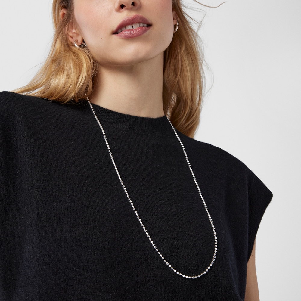 Gargantilla larga de plata con bolas medianas, 80 cm Chain