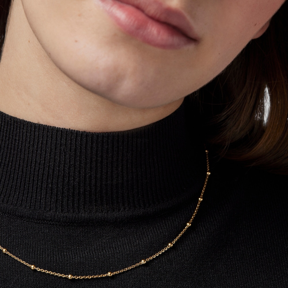 Gargantilla con ba&ntilde;o de oro 18 kt sobre plata bolas intercaladas TOUS Basics