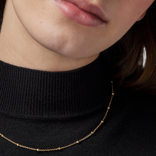 Gargantilla con baño de oro 18 kt sobre plata con bolas intercaladas, 50 cm Chain