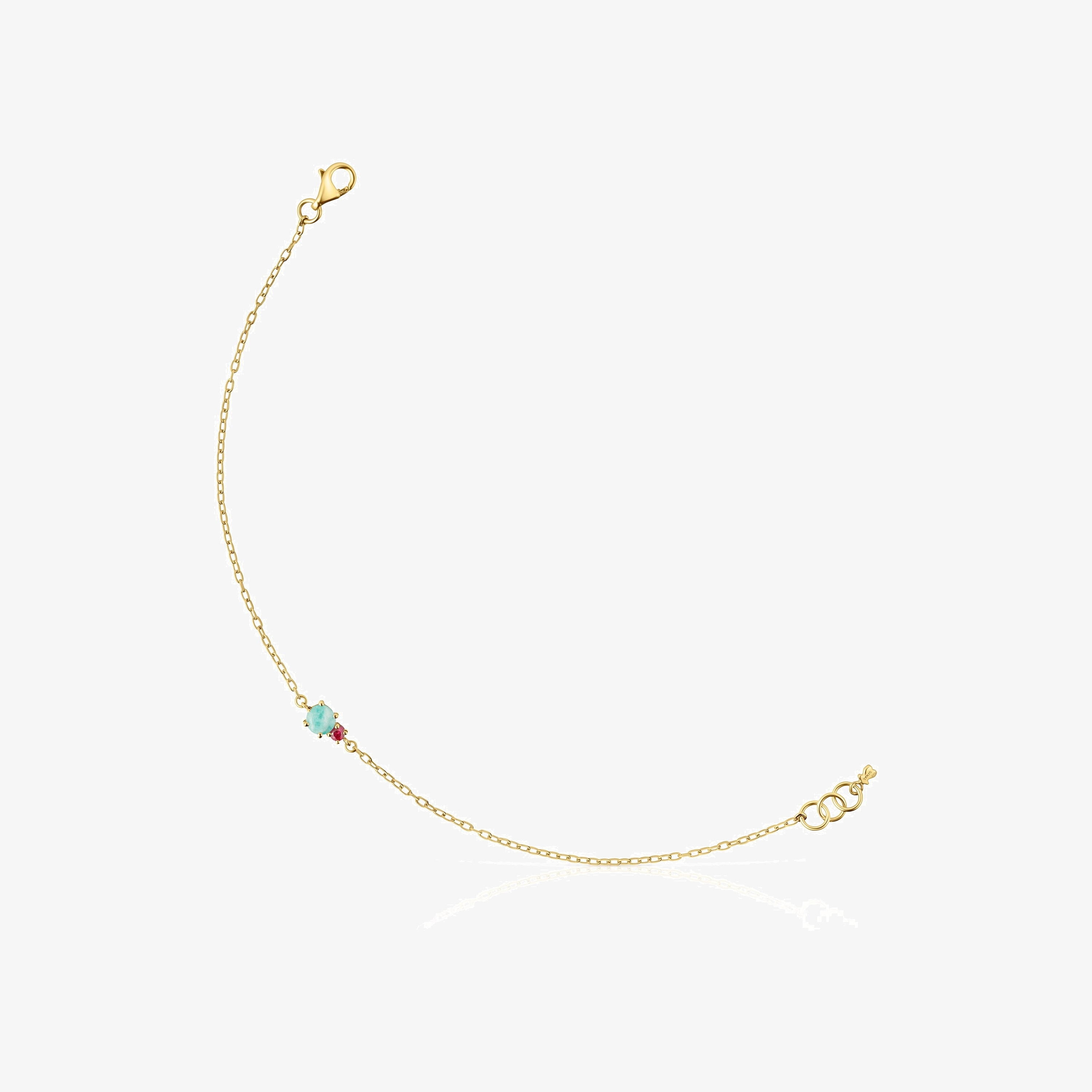 Mini Ivette Bracelet in 18K solid gold with Amazonite and Ruby