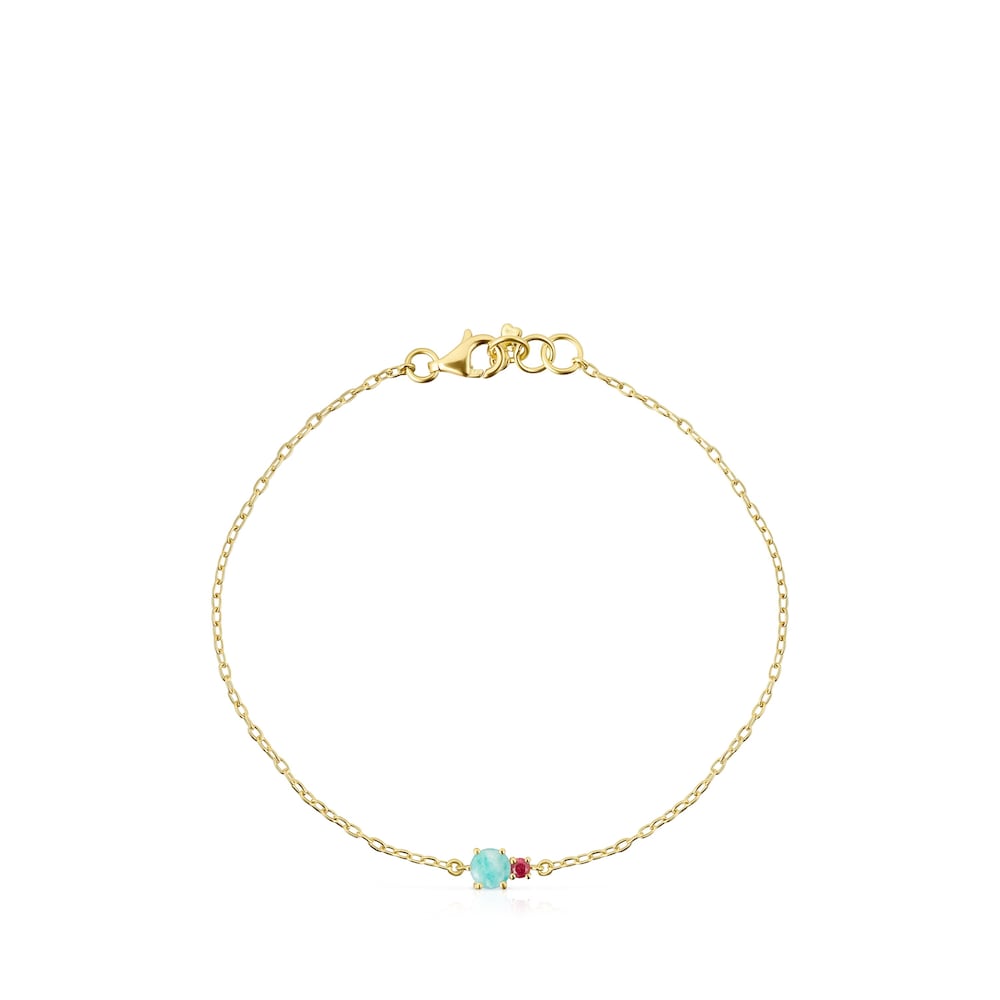 Mini Ivette Bracelet in Gold with Amazonite and Ruby