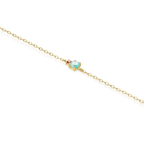 Pulsera de oro con amazonita y rubí Mini Ivette