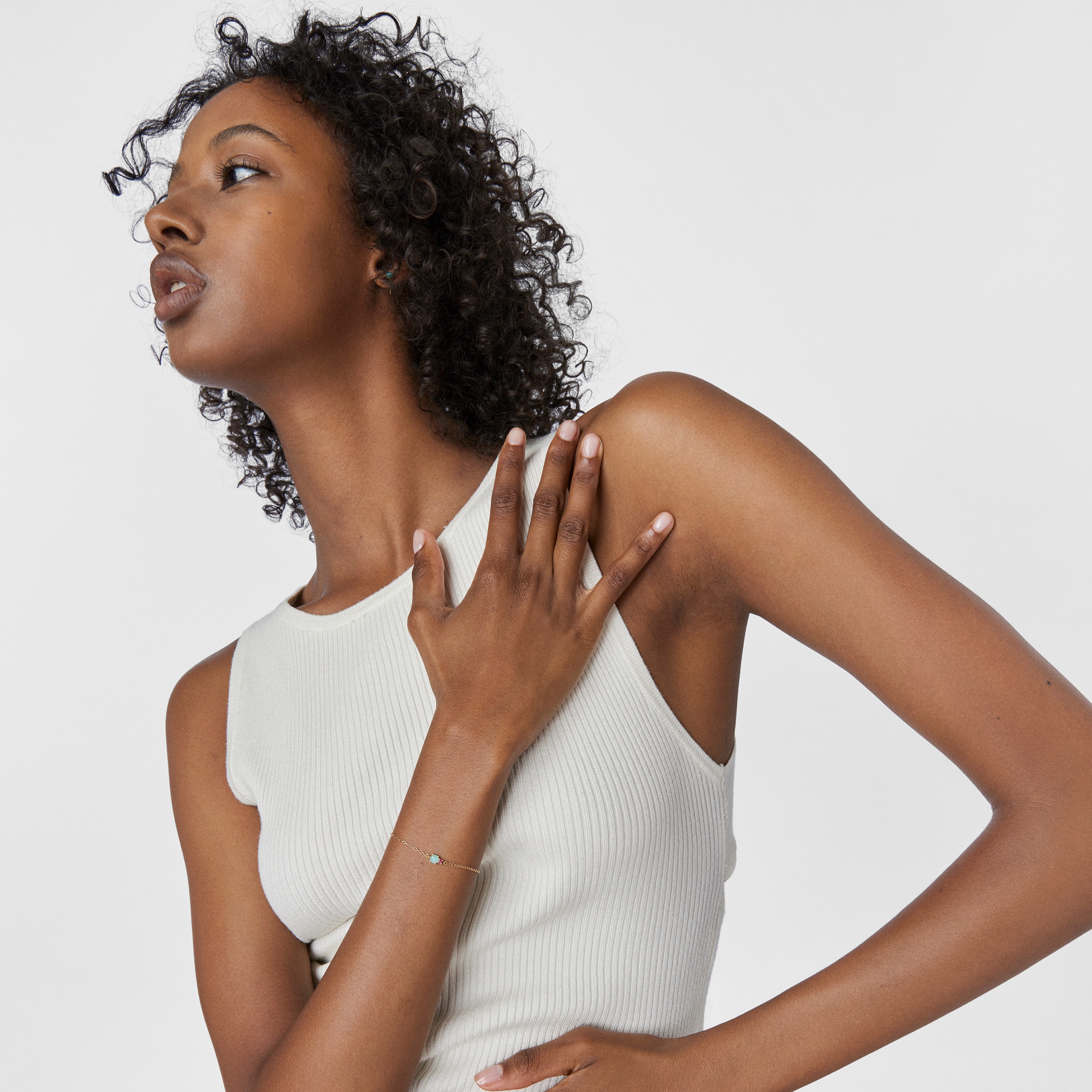 Mini Ivette Bracelet in 18K solid gold with Amazonite and Ruby