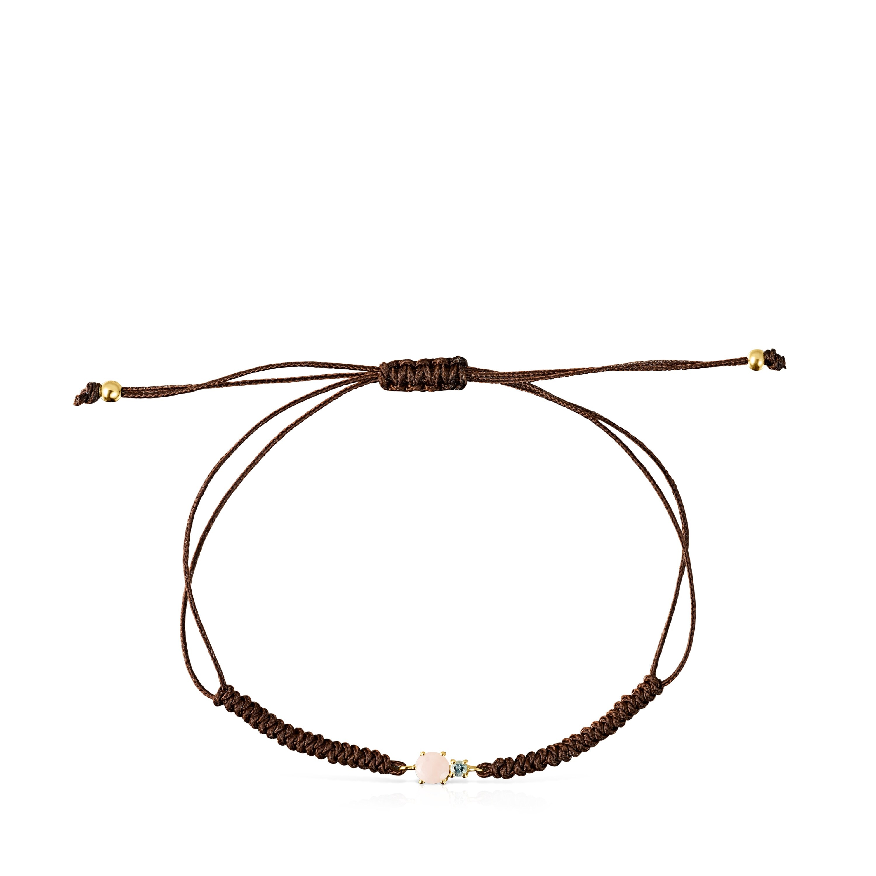 Mini Ivette Bracelet in Gold with Opal, Topaz and Brown Cord