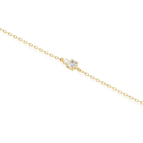 Mini Ivette Bracelet in Gold with Topaz and Pearl